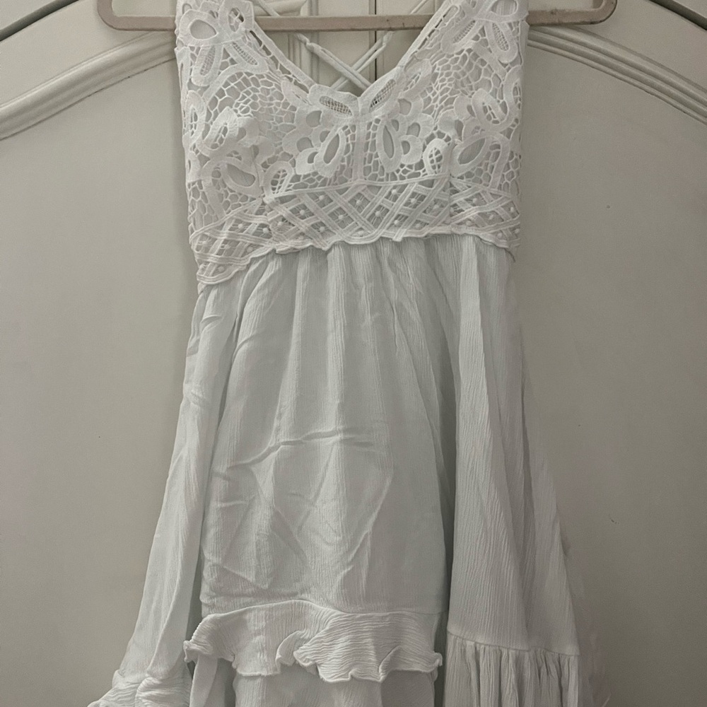 White Lace and Pleated Dress